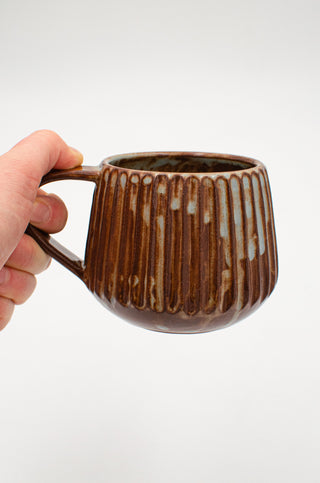 Fluted Mug in Toasted Blue Ash
